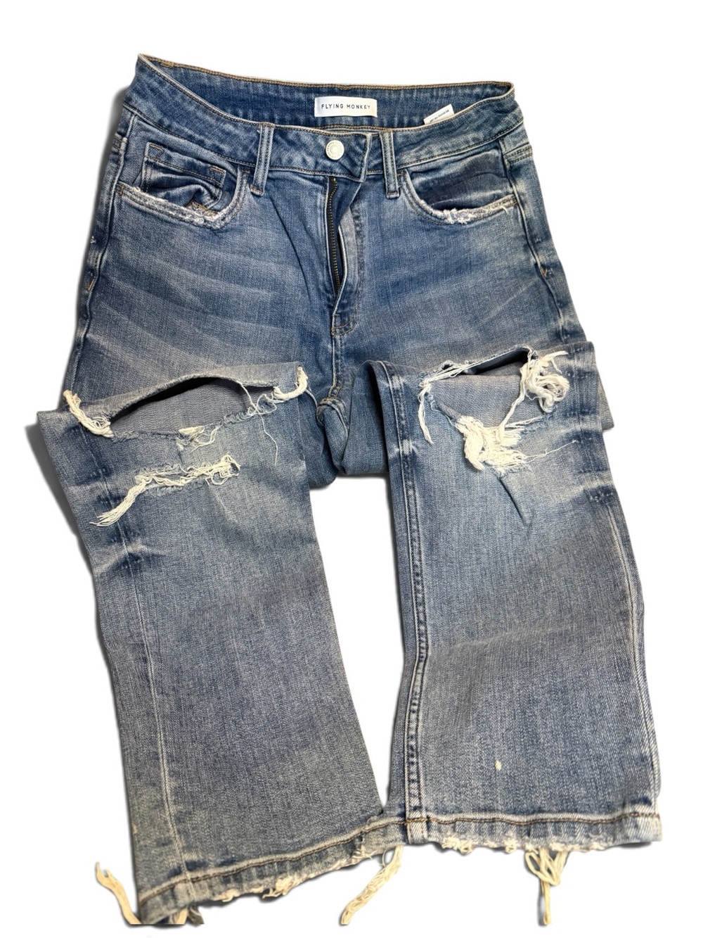 Flying Monkey Women’s Ripped Light Blue Relaxed Jeans